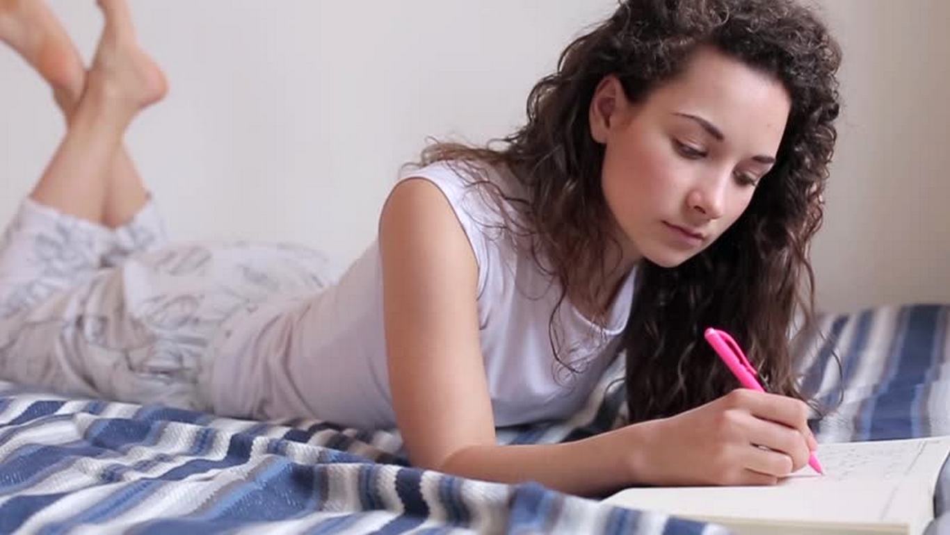 Teen step sister writing diary pictures